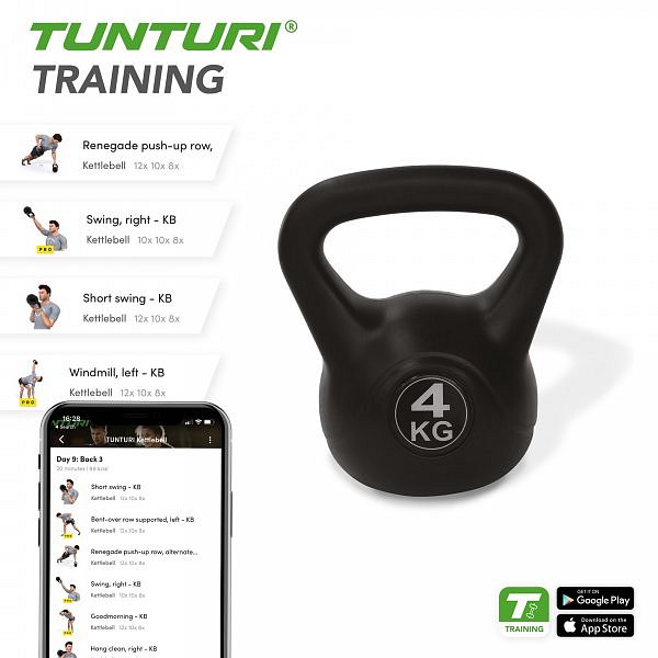 Kettlebell poplastovaný 4 kg TUNTURI