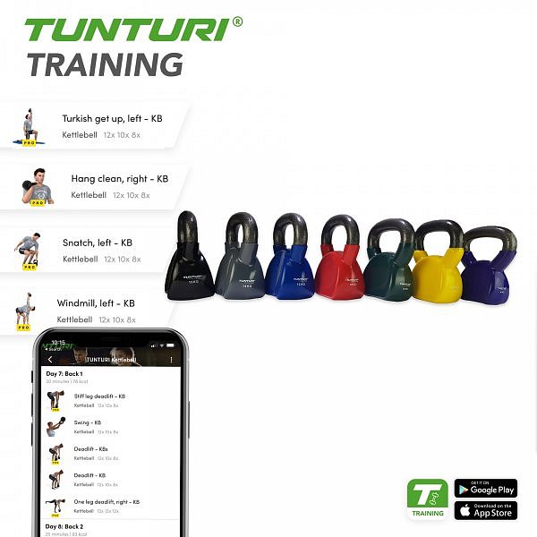 Kettlebell litinový ve vinylu TUNTURI 4 kg fialový