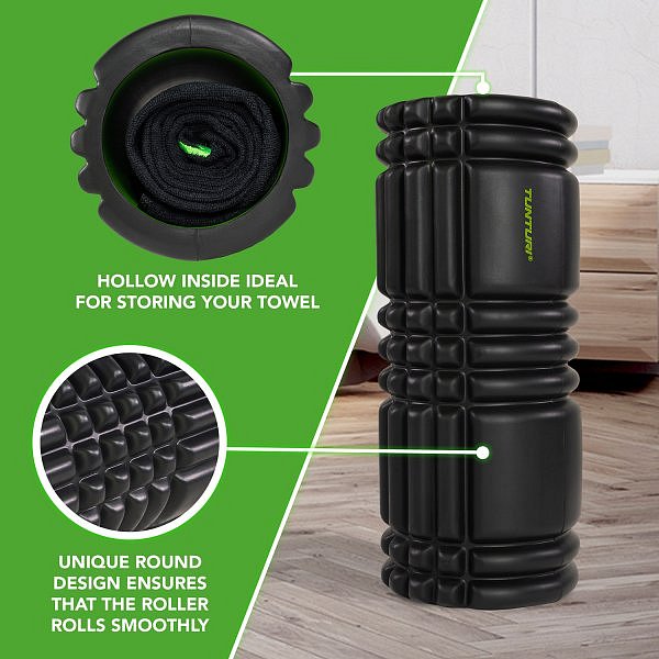 Masážní válec Foam Roller TUNTURI 33 cm / 13 cm černozelený