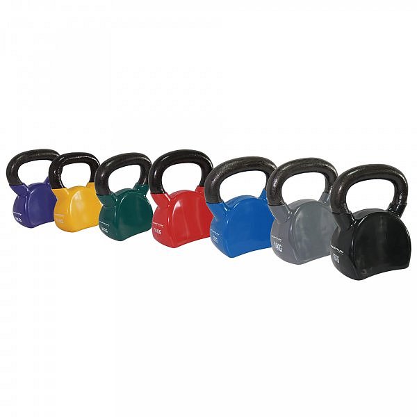 Kettlebell litinový ve vinylu TUNTURI 16 kg černý